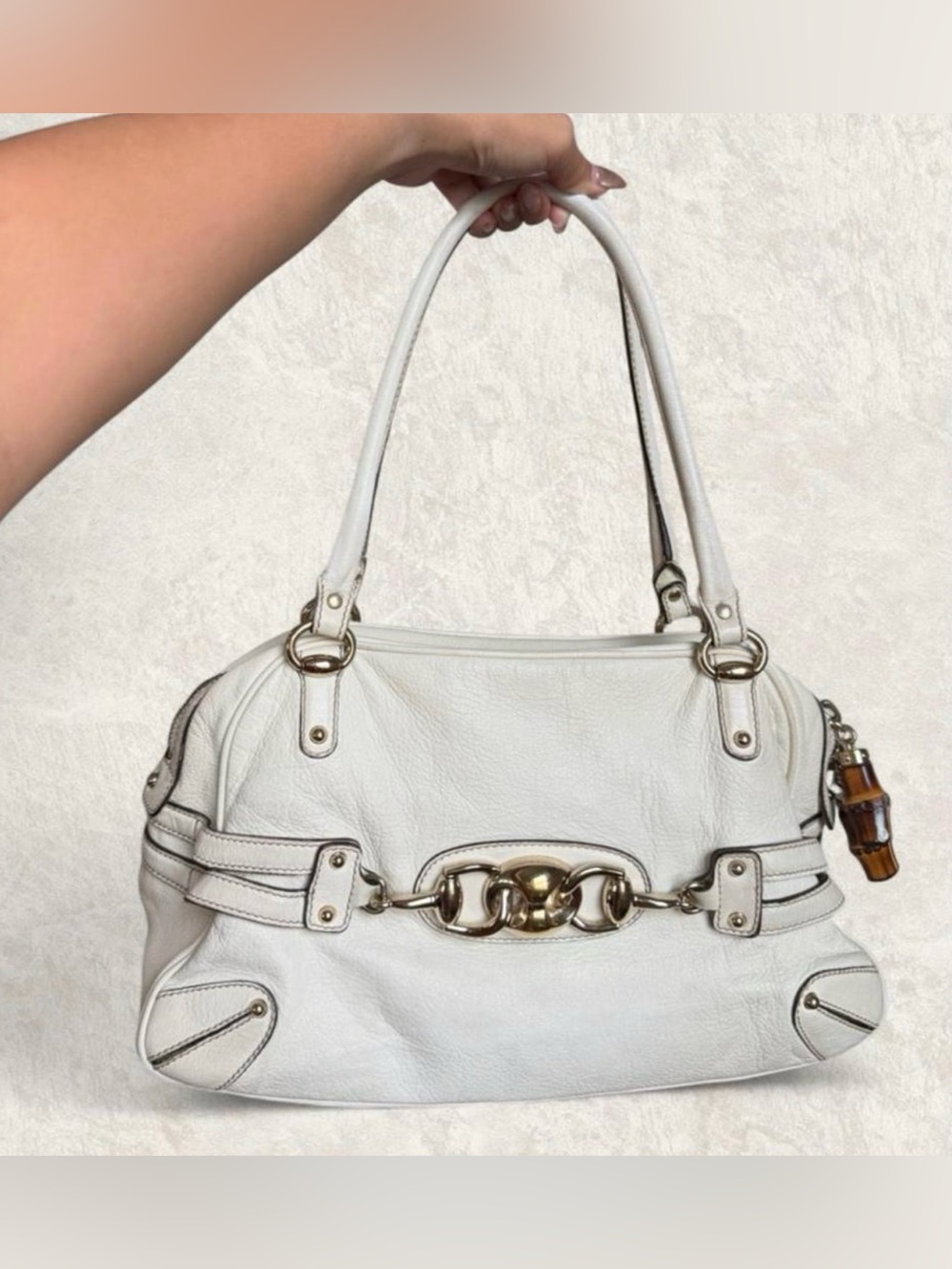 Gucci Leather Bamboo Wave bag
